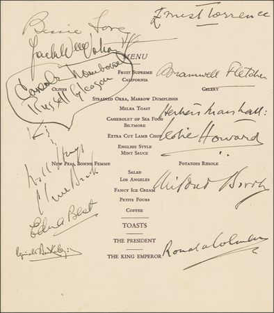 Lot #978 Carole Lombard and Leslie Howard: Pass the salt: Lombard and Howard dine in honor of the Olympics - Image 1