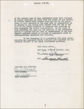 Lot #754 Abbott and Costello Signed Document - Image 3