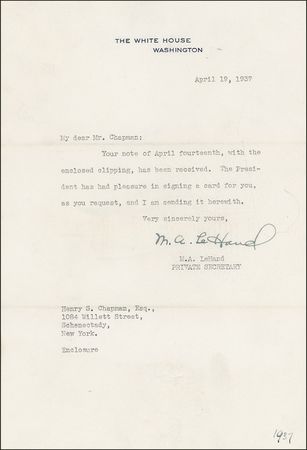 Lot #133 Franklin D. Roosevelt: FDR’s secretary-mistress sends his signature - Image 3