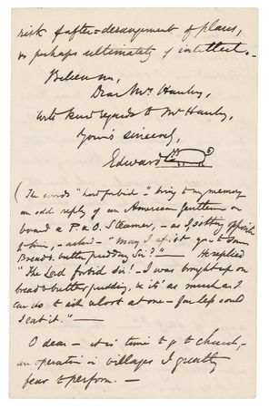 Lot #513 Edward Lear: “THE LORD FORBID!”: Amusing letter, signed with a “pig,” from master of nonsense EDWARD LEAR - Image 2