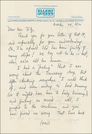 Lot #493 Ellery Queen: Dannay, Frederic Handwritten Letter Signed - Image 2