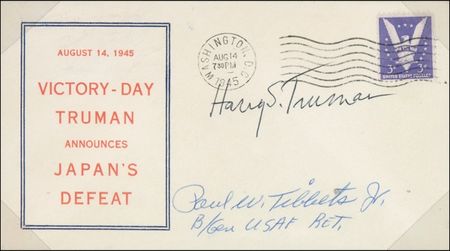 Lot #151 Harry S. Truman and Paul W. Tibbets Commemorative Postal Over - Image 2