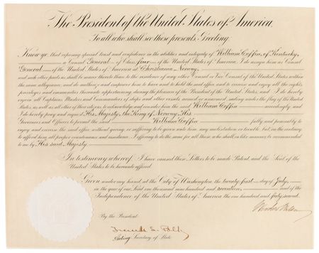 Lot #183 Woodrow Wilson Signed Document - Image 1
