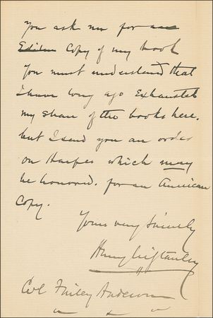 Lot #296 Henry M. Stanley: Through the Dark Continent: “You ask me for a copy of my book” - Image 2