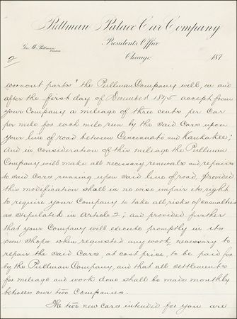 Lot #288 George W. Pullman: The invention that made him a millionaire: “The Pullman Company will make all necessary renewals and repairs to said cars” - Image 2
