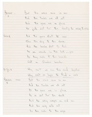 Lot #727 Rolling Stones: Jagger, Mick: WAR WAR BABY: JAGGER writes the lyrics to a song from his second solo album - Image 2