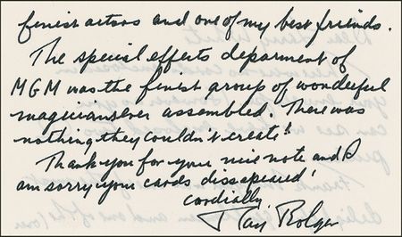 Lot #1117 Wizard of Oz: Bolger, Ray: “Frank Morgan was one of the most delightful gentlemen and one of the finest actors and one of my best friends” - Image 2