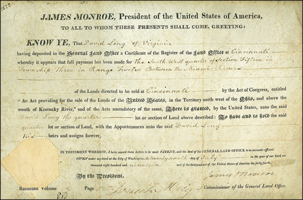 Lot 96 James Monroe Signed Document