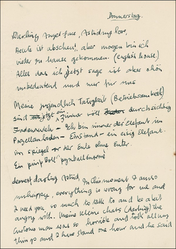Lot 625 Beatles: Sutcliffe, Stuart: ?Your own little Stuart?: Sutcliffe attempts German in an effusive letter to girlfriend Astrid Kirchherr