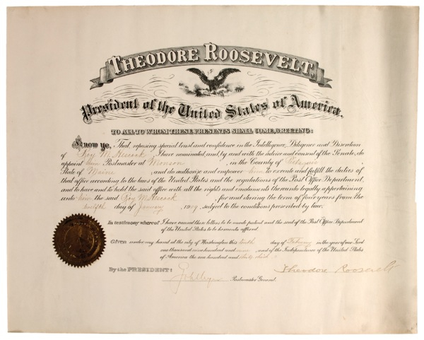 Lot 128 Theodore Roosevelt Signed Document