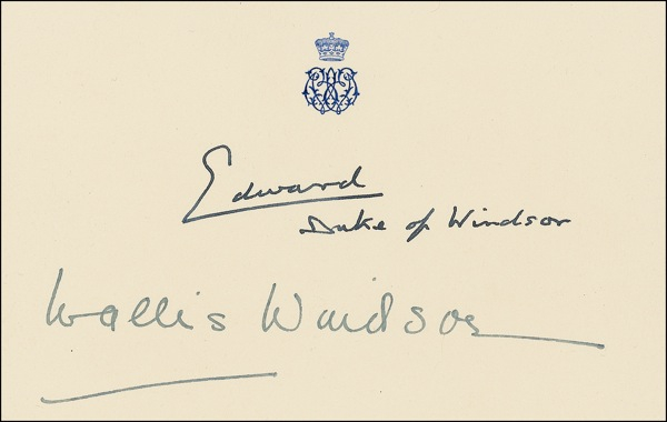 Lot 298 Duke and Duchess of Windsor Signature
