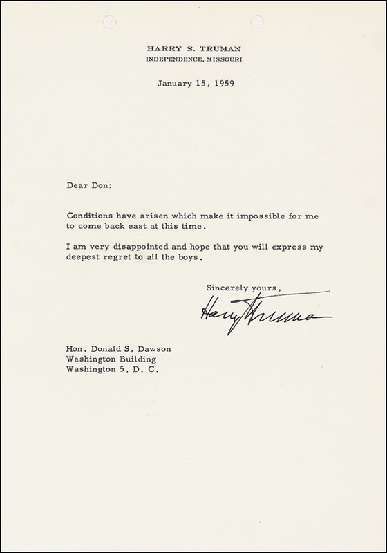 Lot 148 Harry S. Truman Typed Letter Signed