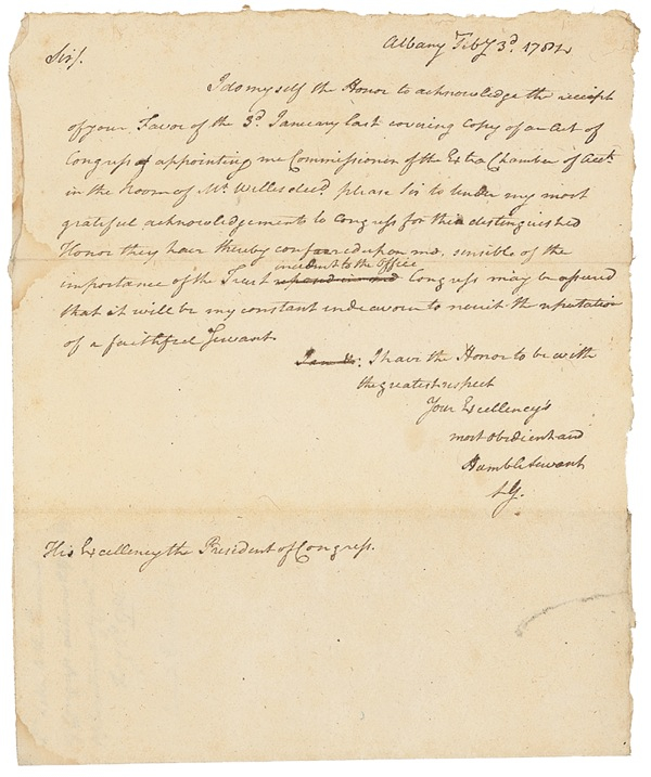 Lot 222 Leonard Gansevoort Handwritten Letter Signed