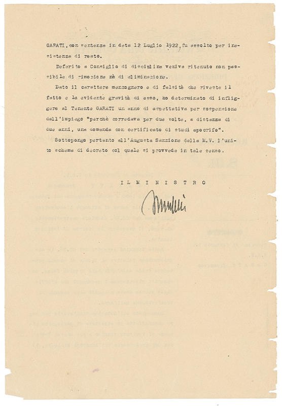 Lot 261 Benito Mussolini Signed Document