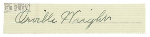 Lot 469 Orville Wright Signature
