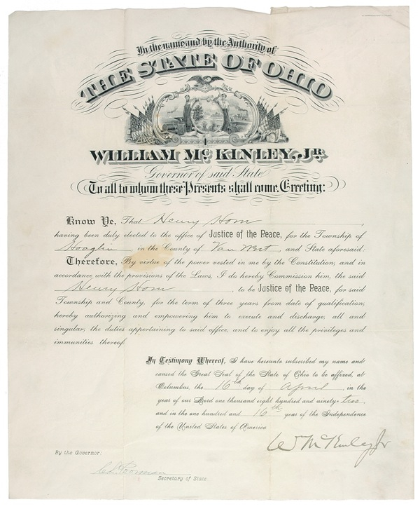 Lot 91 William McKinley Signed Document