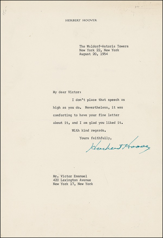 Lot 145 Harry S. Truman and Herbert Hoover Group Lot