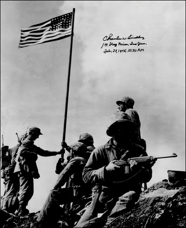 Lot 336 Iwo Jima: Lindberg, Charles Signed Photograph