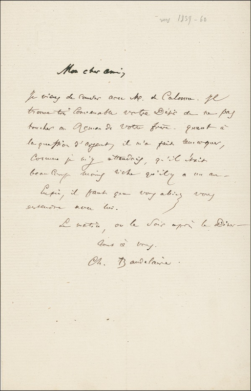 Lot 473 Charles Baudelaire: Rare ALS from the French symbolist pioneer