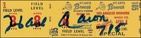 Lot 1125 Hank Aaron Ticket