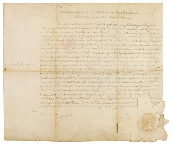 Lot 198 John Dickinson Signed Document