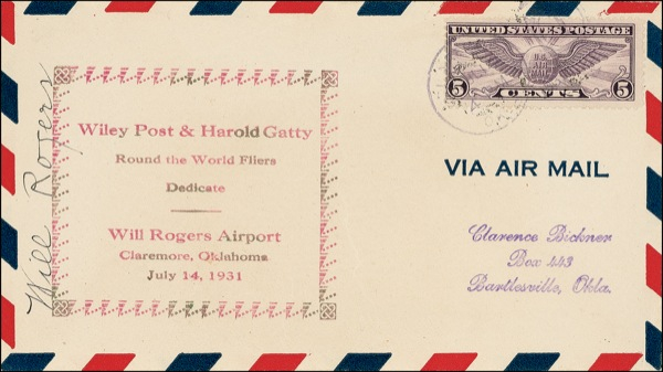 Lot 1055 Will Rogers Commemorative Cover