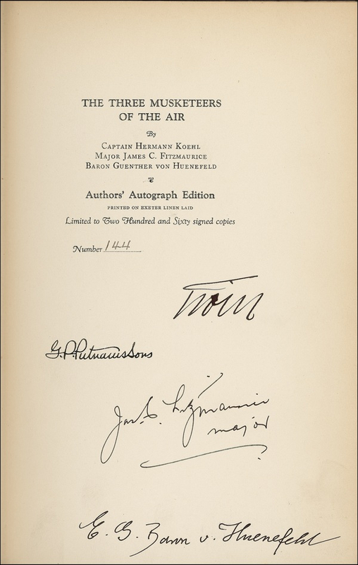 Lot 465 The Three Musketeers of the Air Book