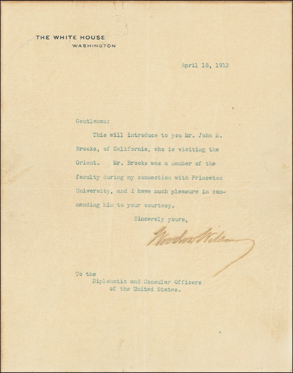 Lot 161 Woodrow Wilson Typed Letter Signed
