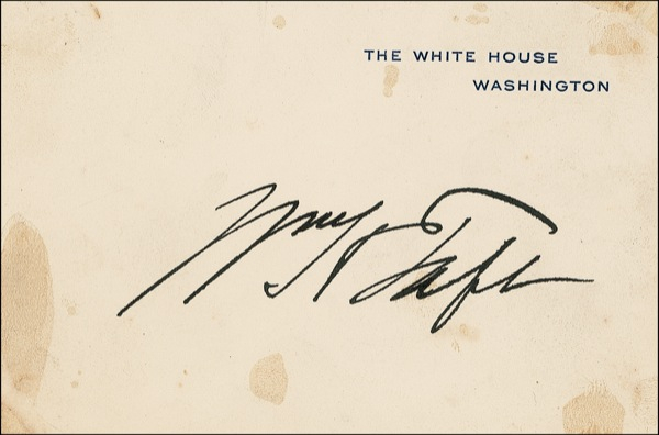 Lot 135 William H. Taft White House Card