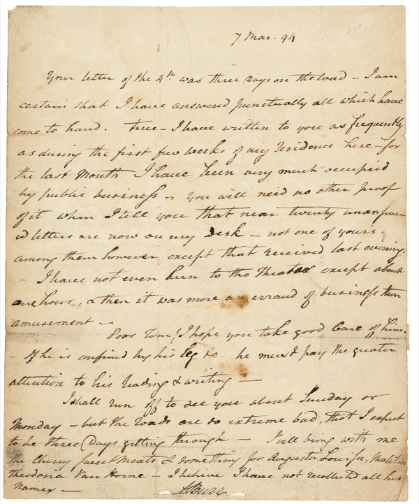 Lot 179 Aaron Burr: ?Very much occupied by public business?