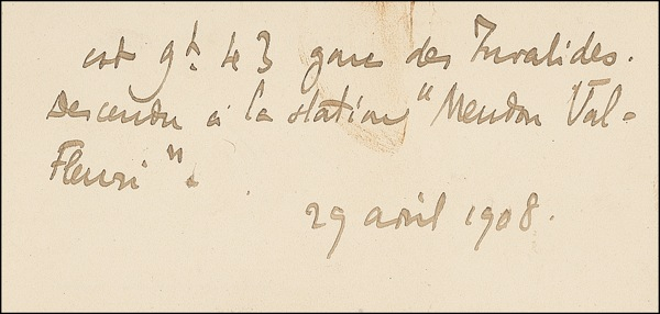 Lot 538 Auguste Rodin Signed Note