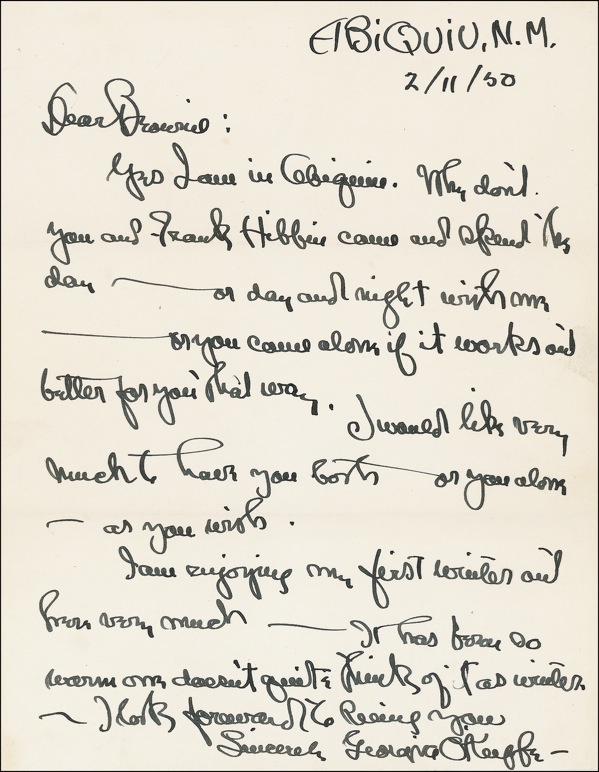 Lot 528 Georgia O’Keeffe: February in New Mexico: “I am enjoying my first winter out here very much”