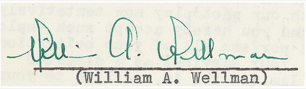 Lot 1110 William Wellman Signed Document