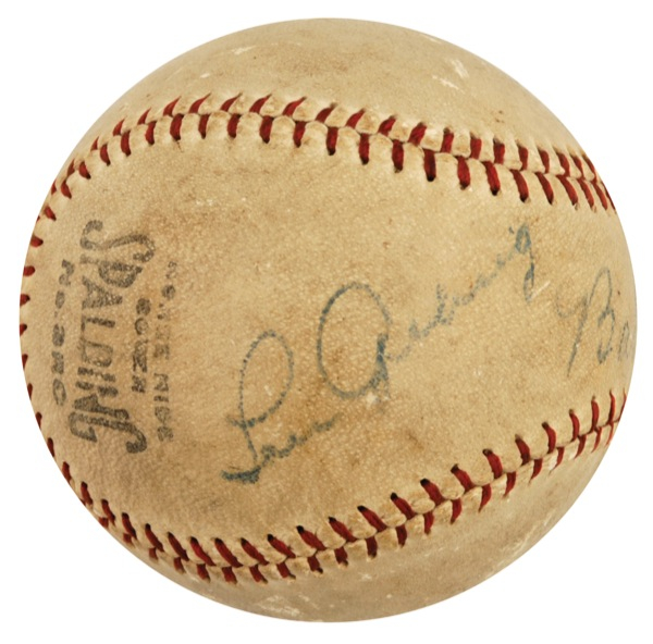 Lot 1395 Babe Ruth and Lou Gehrig: TOGETHER FOREVER: The BAMBINO and the IRON HORSE sign a baseball