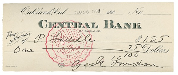 Lot 522 Jack London Check