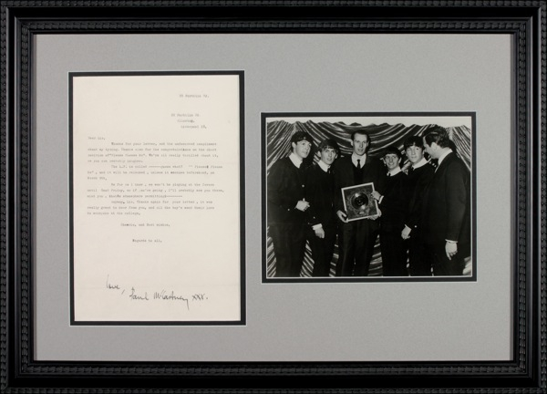 Lot 617 Beatles: McCartney, Paul: 1963: “Thanks also for the congratulations on the chart positions of Please Please Me’”