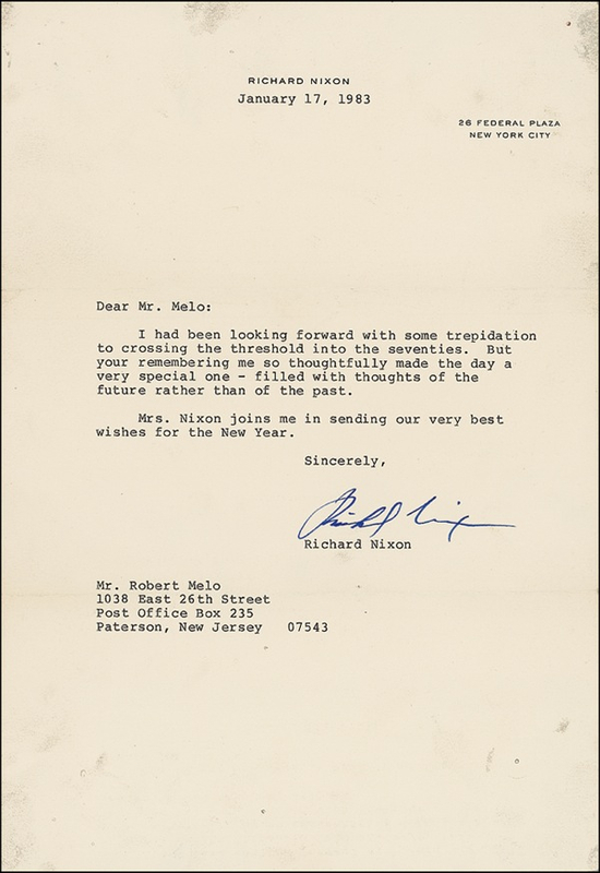 Lot 101 Richard Nixon Typed Letter Signed