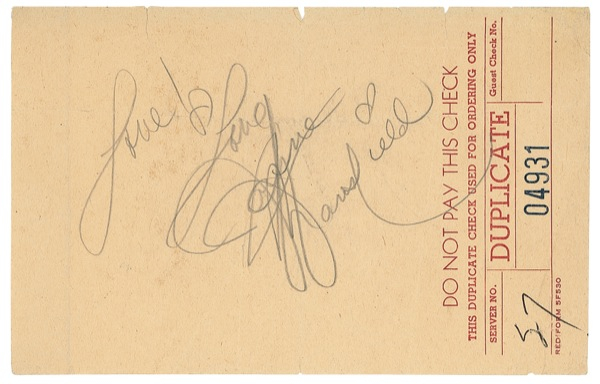 Lot 1006 Jayne Mansfield Signature