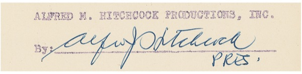 Lot 940 Alfred Hitchcock Signed Document