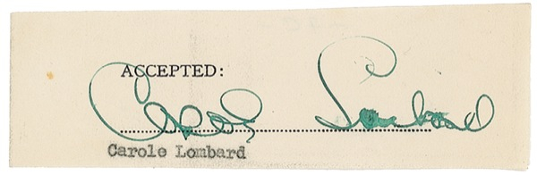 Lot 994 Carole Lombard Signature