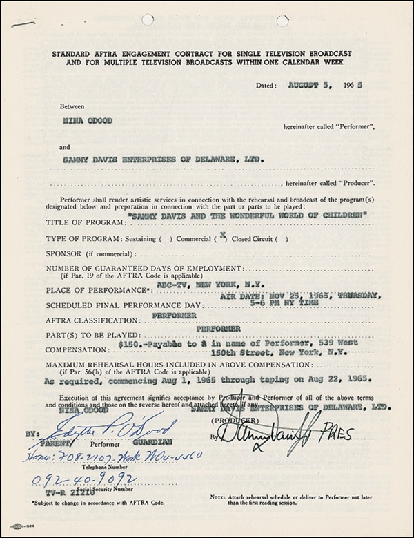 Lot 867 Sammy Davis, Jr Signed Document