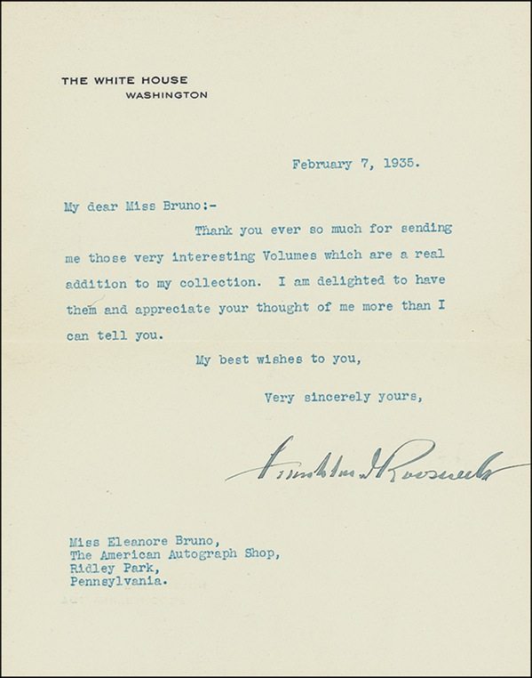 Lot 127 Franklin D. Roosevelt: ?Interesting Volumes ... which are a real addition to my collection?