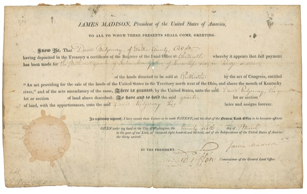 Lot 90 James Madison Signed Document