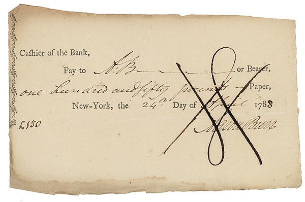 Lot 180 Aaron Burr Check