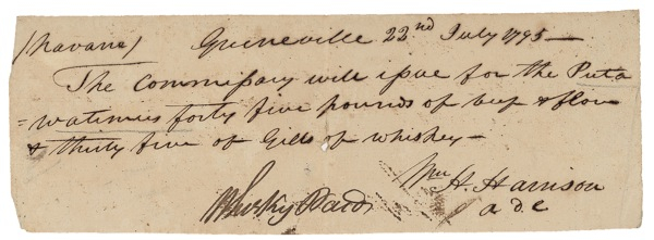 Lot 65 William Henry Harrison: Providing provisions before signing the Treaty of Greenville