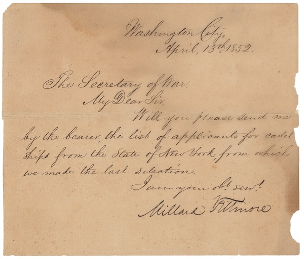 Lot 48 Millard Fillmore Signed Letter