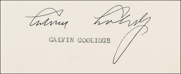 Lot 34 Calvin Coolidge Signature