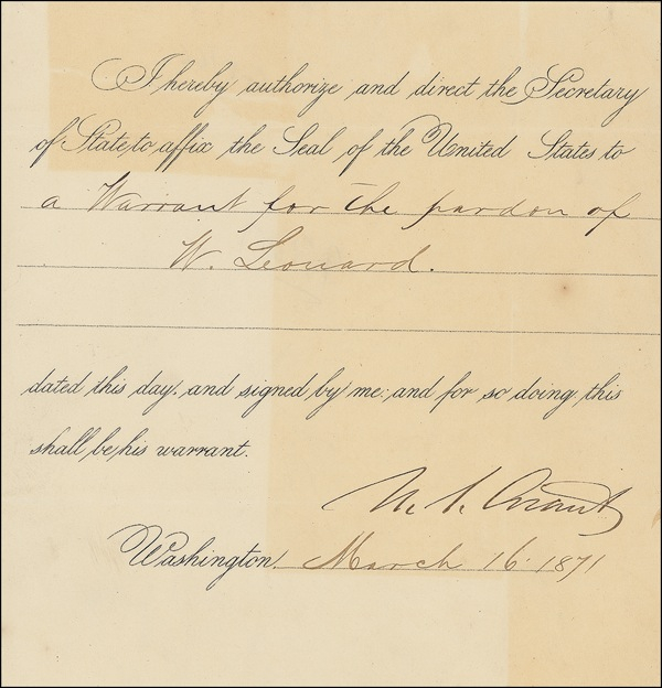 Lot 60 U. S. Grant Signed Document