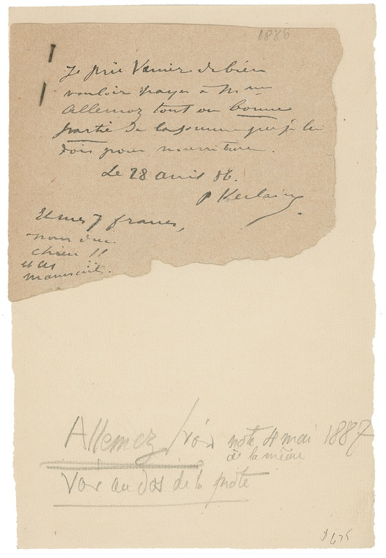 Lot 547 Paul Verlaine: Starving artist?