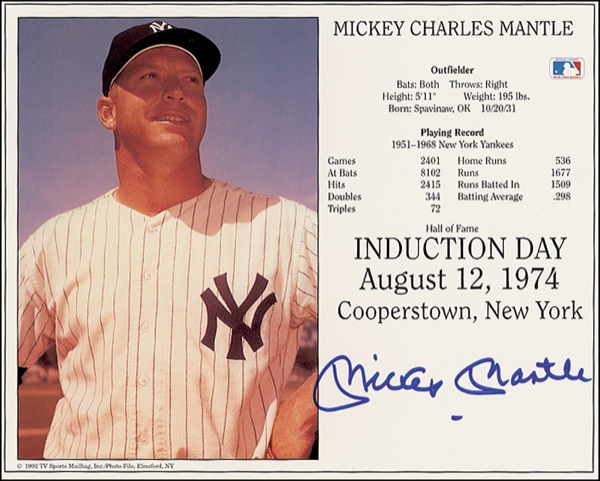 Lot 1292 Mickey Mantle Signed Photograph